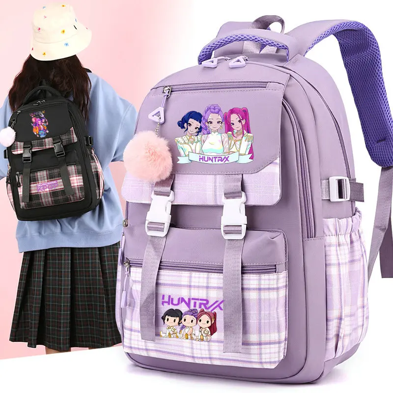 Mochila escolar k-pop demon hunters, mochila escolar de grande capacidade para adolescentes, mochila feminina para viagem, bolsa para laptop, presente