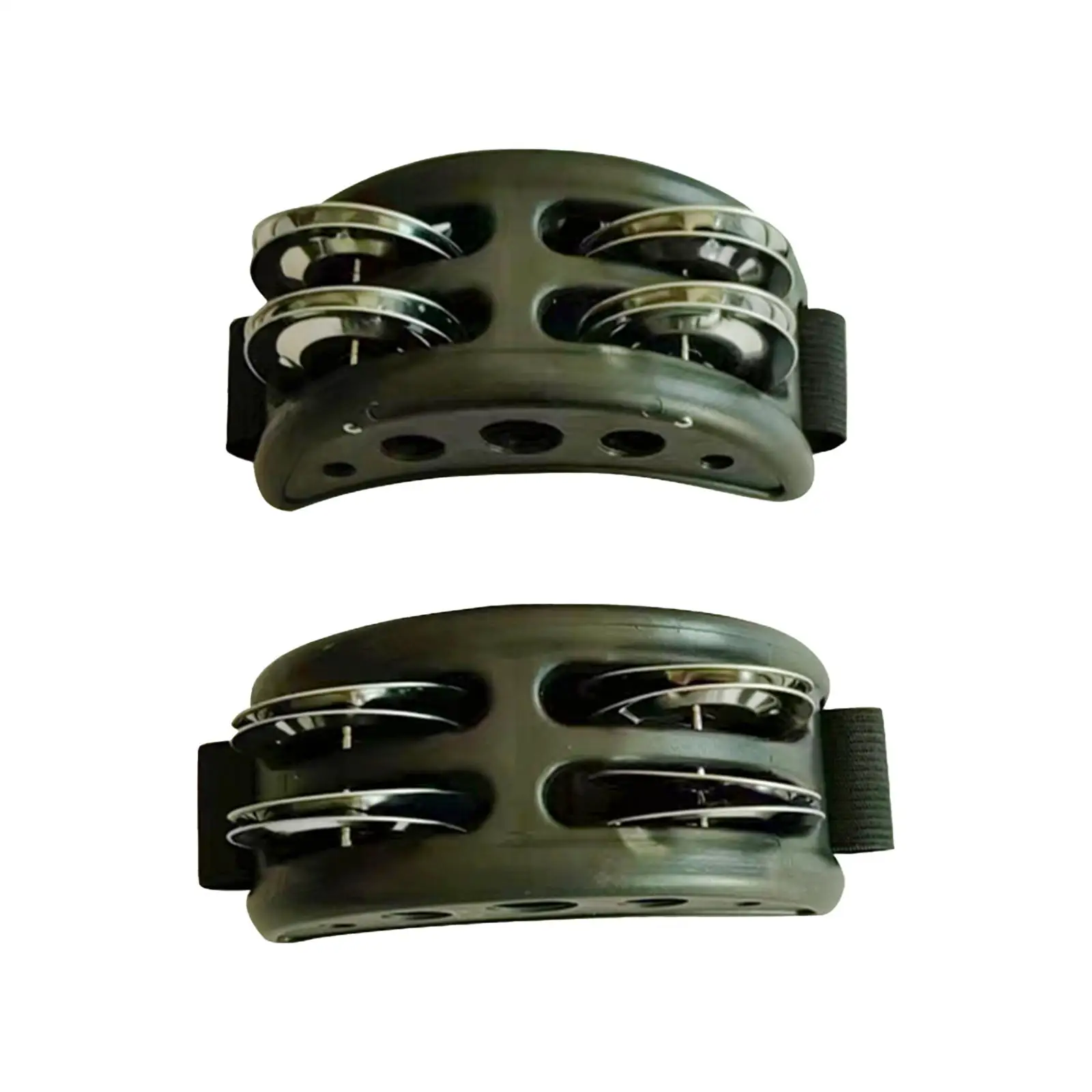 2x Feet Tambourine Professional Durable Double Row with Bell Foot Shaker Foot Rattle for Drum Guitar Ensemble Kids Adults Stage