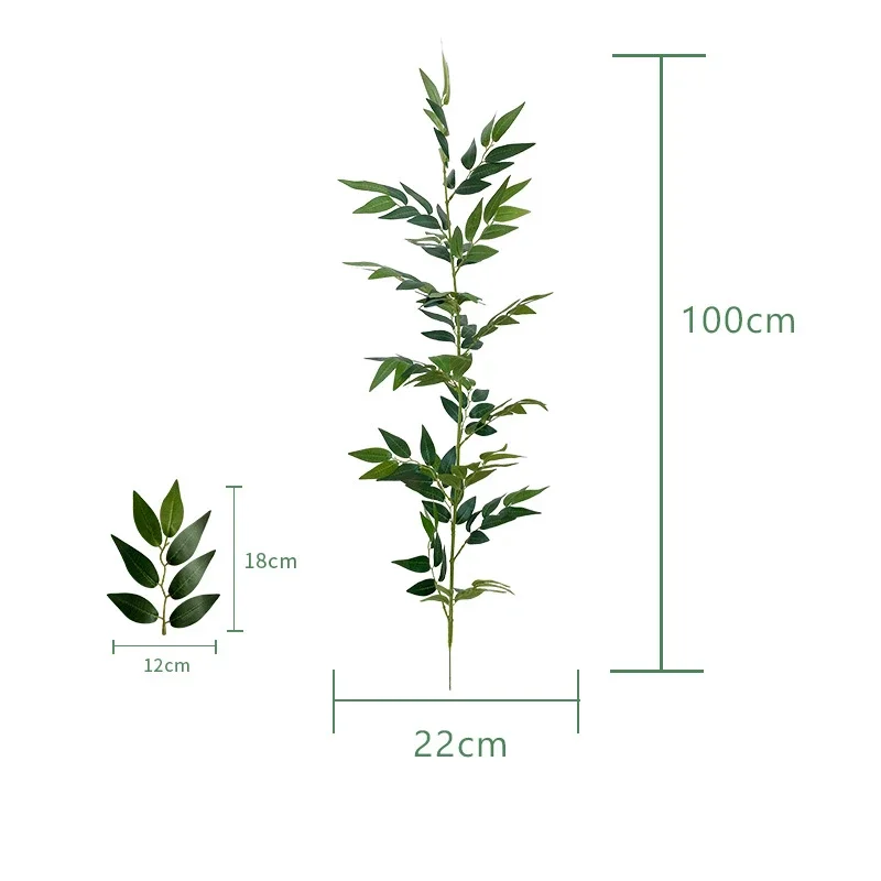 1M Artificial Bamboo Leaves Flower Arrangement Artificial Spring Plant Long Rod Eucalyptus Leaves