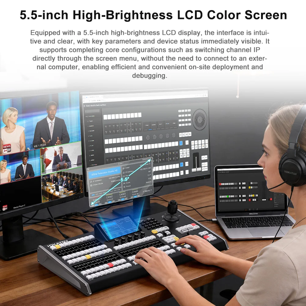 New Arrivals 5.5inch Full HD LCD Display Multifunctional Switchboard Control Panel With Custom Function Buttons for Broadcast