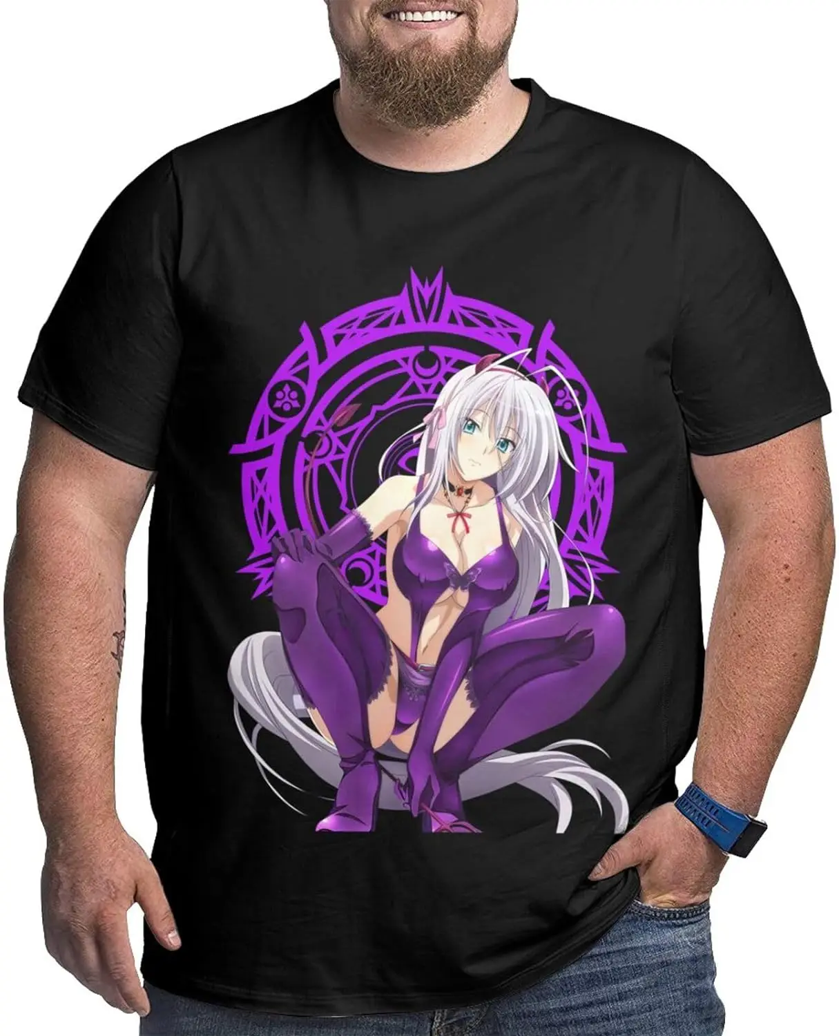 Manga High School DxD Rossweisse Shirt Cotton Short Sleeve Fashion Large Size Tops for Male Black