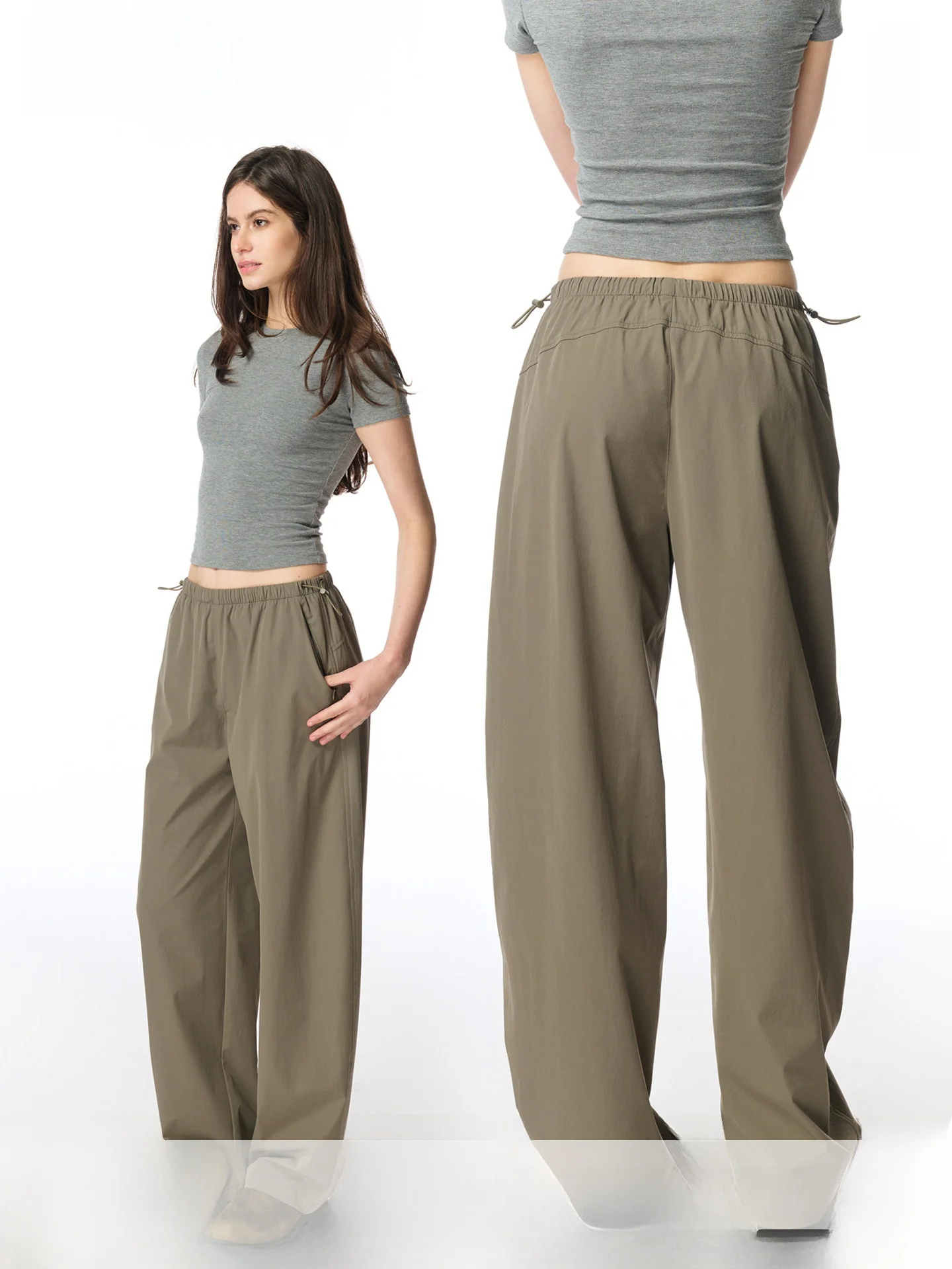

Yuuue Quick Dry Wide Leg Pants Women's Summer New Loose Slimming Meat Covering Sports Casual Pants Street Style Natural Waist