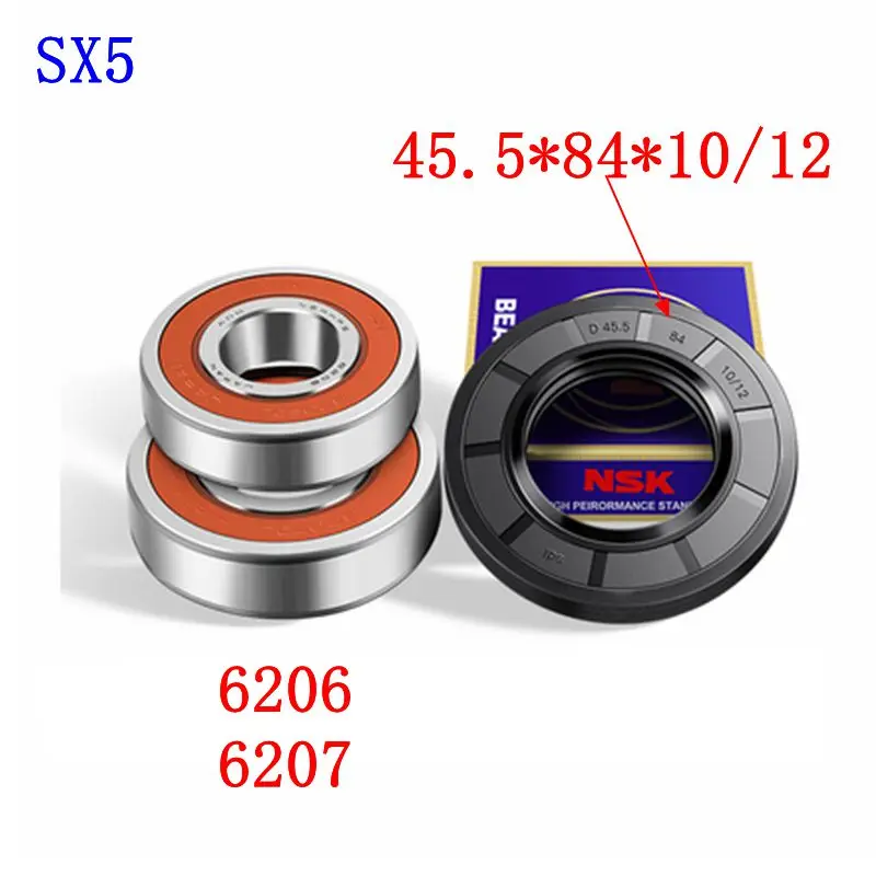 for Samsung drum washing machine Water seal（45.5*84*10/12）+bearings 2 PCs（6206 6207）Oil seal Sealing ring parts