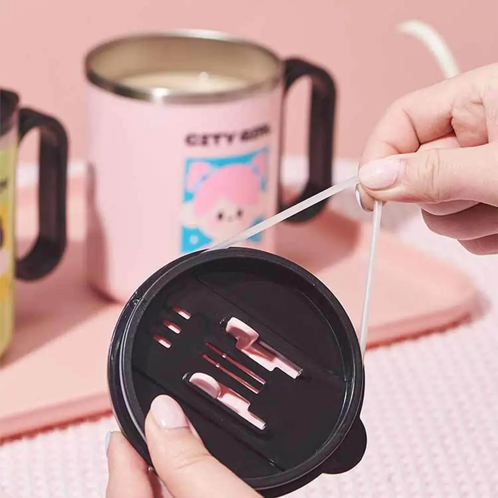 

Термокружка из нержавеющей стали с мультяшной парой для мальчиков и девочек, изолированная бутылка для воды с милым узором, многоразовая кружка для питья с крышкой