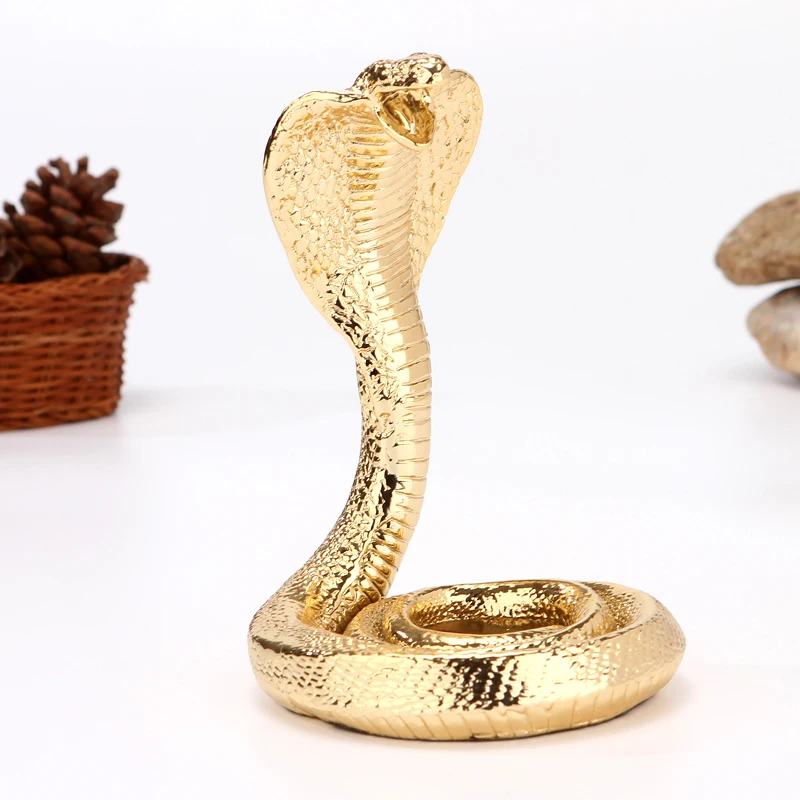 Electroplated Cobra Figurine Viper Snake Miniature Jungle Killer Animal Decor Adventure Souvenir Craft Ornament Accessories