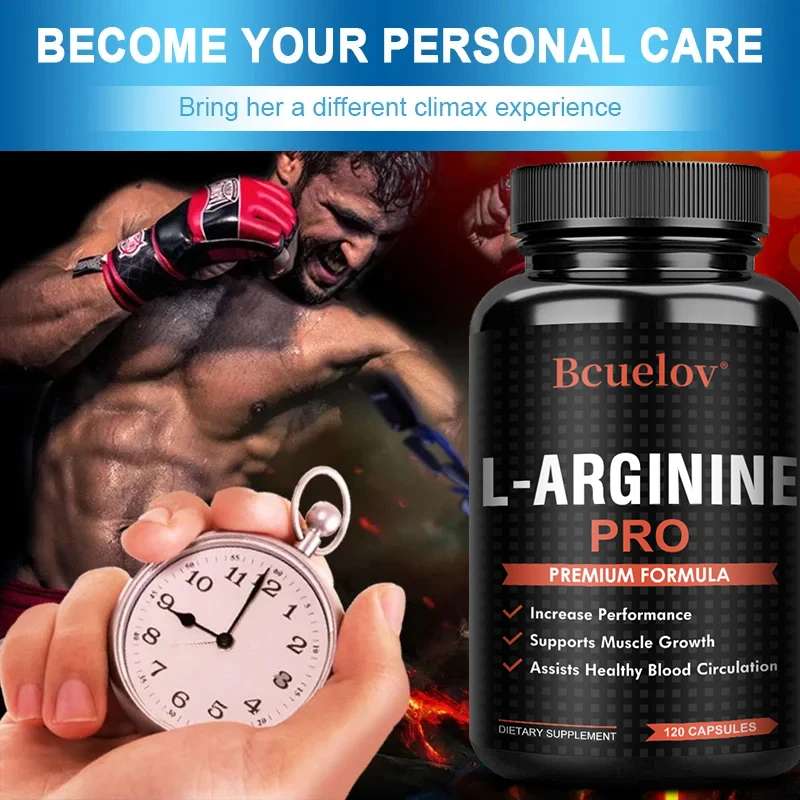 L-Arginine for Endurance | Nitric Oxide Precursor Supplement for Men Vegetarian Capsules - Pre-Workout Supplement