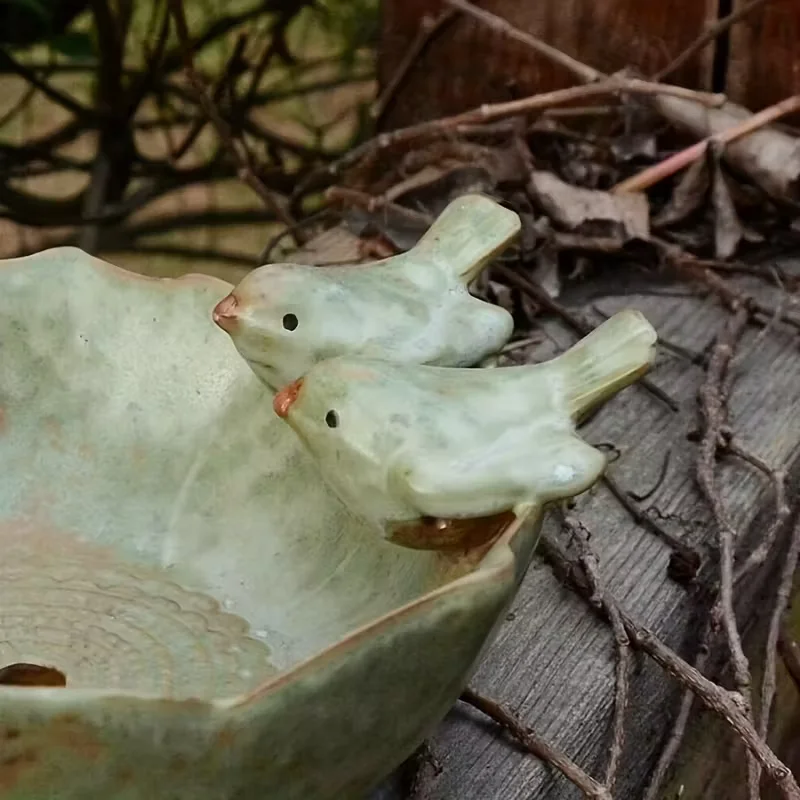Keramik-Vogelbad, Vintage-Boden-Vogelfutterstation, Garten- und Landschaftsdekoration, großes Kaliber, Outdoor-Vogelbad, Spa-Badewanne für Höfe, Rasen