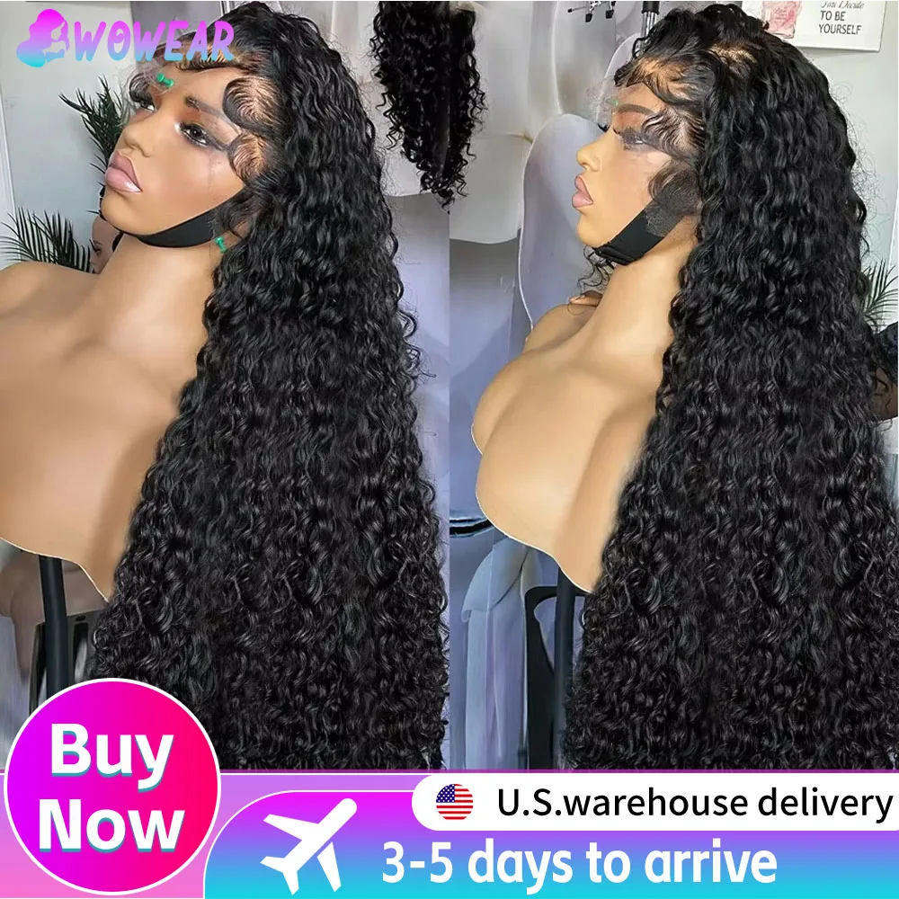 

Curly Wigs 40 Inch Lace Front Human Hair Wig Deep wave Water Wave Human Hair Wigs For Black Women 220 Density 100% Human Hair
