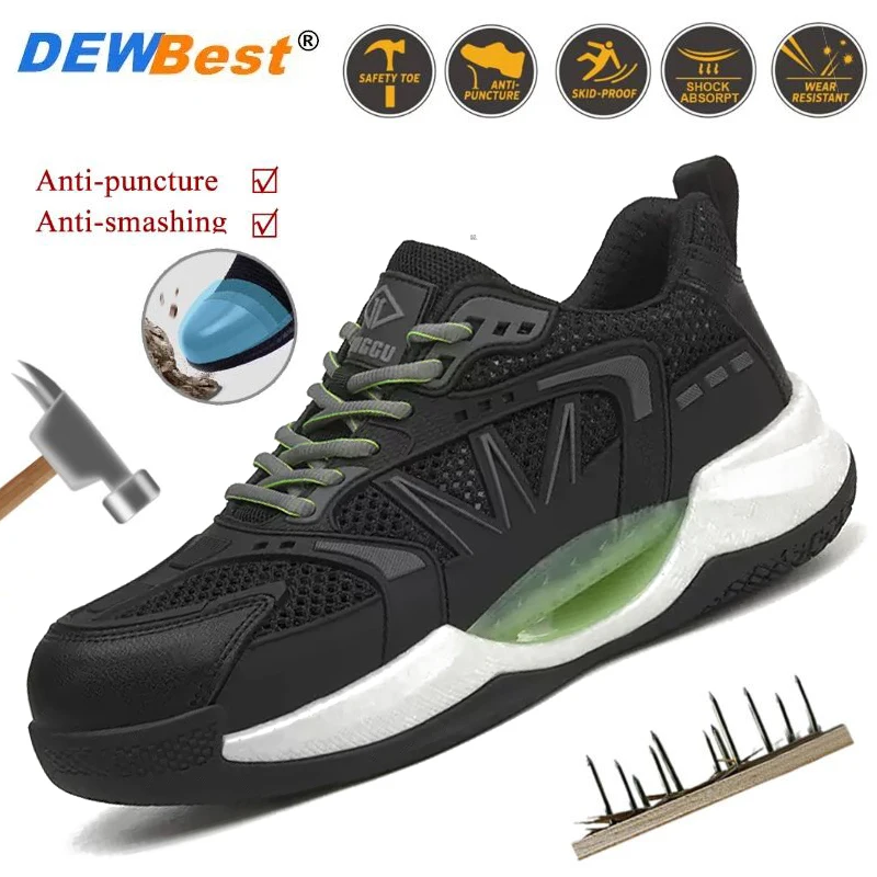 Men's Summer-Weight Safety Shoes Moulded-Toe Impact- & Puncture-Resistant EVA Outsoles Comfort Work Footwear