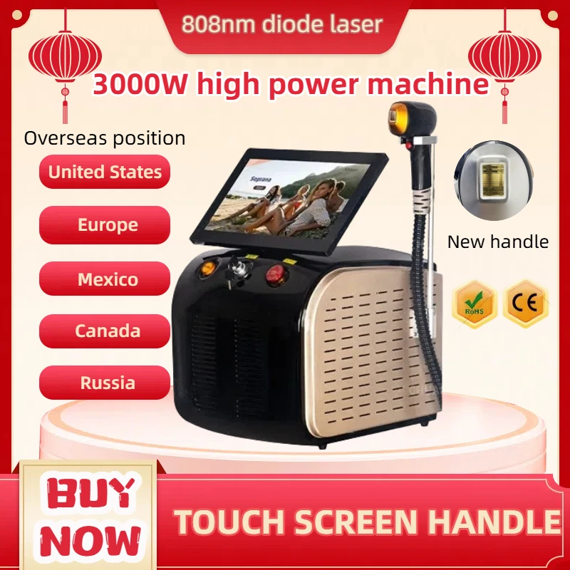 

Portable High Power Ice Cooling Triple Laser 755 808 1064 Device Diode Laser 3 Wavelength Painless 808nm Hair Removal Machine