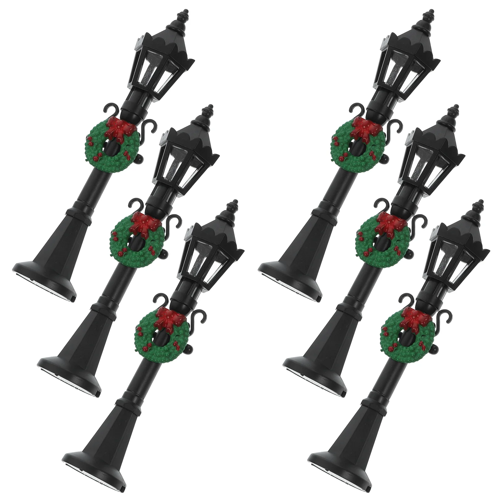 6 Pcs Christmas Miniature Street Lights Dollhouse Miniatures Accessories Lamp Table Fairy Supply Micro Landscape Decor