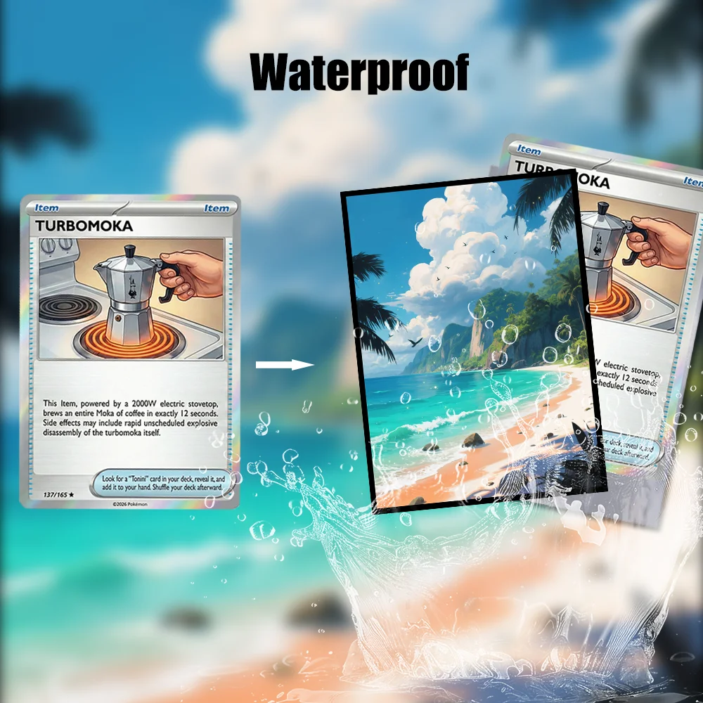 60PCS 66x91mm Beach Scenery Theme Printed Deck Protector Sleeves Toploading Trading Card Sleeves for TCG MTG PTCG Sport Card