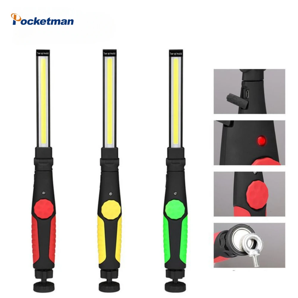 

Portable 360 Rotatable COB LED Work Light USB Rechargeable Flashlight Magnetic Base Work Lamp Waterproof Torch Inspection Light