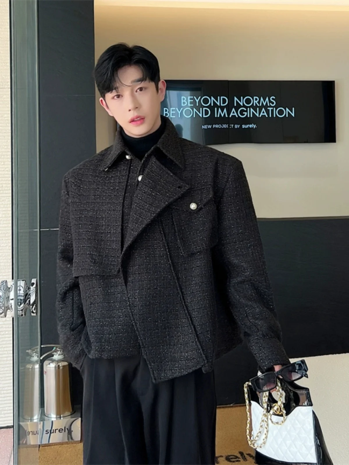 

Мужская асимметричная свободная вязаная кофта из шерсти в корейском стиле, весна-осень-зима, молодежный тренд