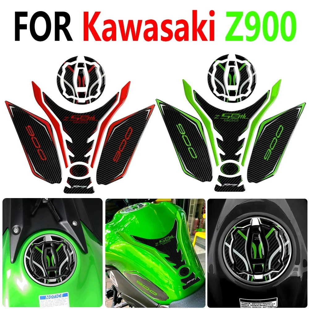 5D Carbon Fibre Epoxy Decal For Kawasaki Z650 Z900 2023 New Motorbike Fuel Tank Conversion Sticker Decal