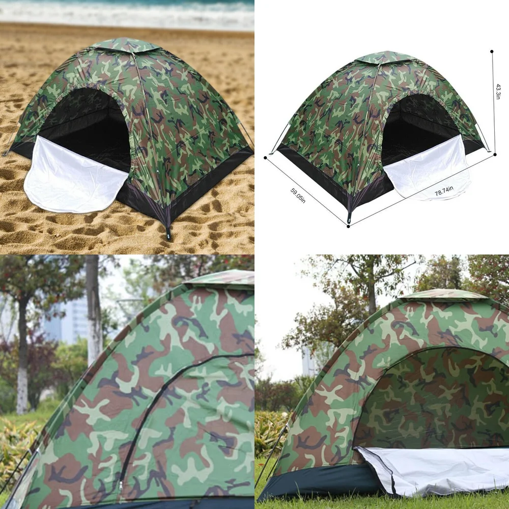

GazebosPortable Waterproof 1 2 Person Camouflage Camping Tent for Hiking and Outdoor Adventures