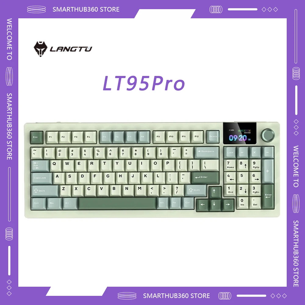 Langtu Lt95 Pro Mechanical Keyboard Bluetooth 2.4g Wireless Tri-Mode Hot Plug Macro Driver Rgb Customization Lasting Office Game