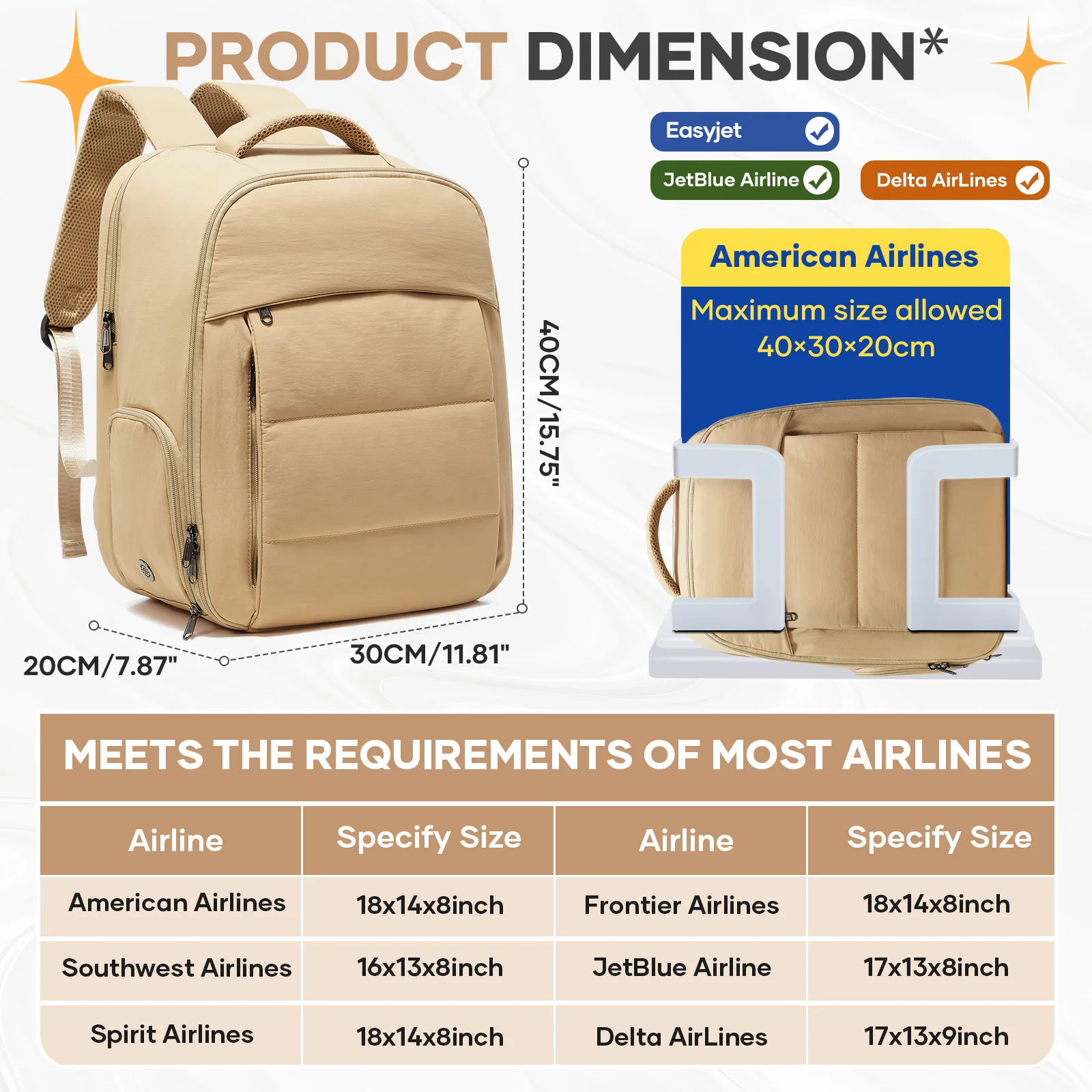 Ryanair 40x30x20 Backpack Water Resistant Bag Wiz Air Multi Functional Cabin Travel Backpack Notebook Bag Easyjet Carry-Ons Bags