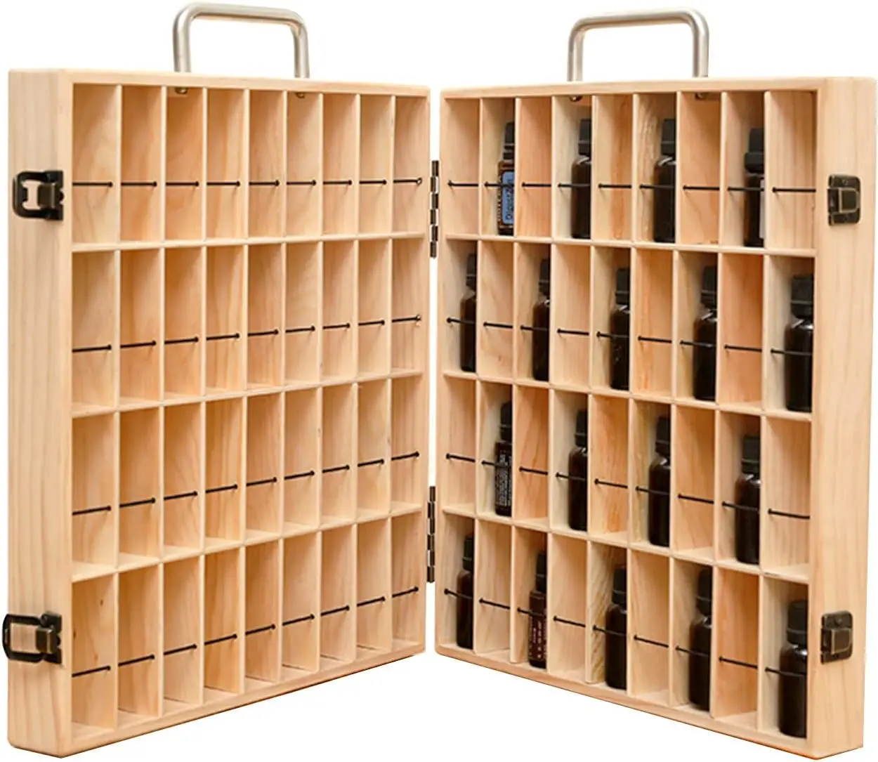 

Wooden Essential Oil Storage Box Travel Organizer Case with Bottle Cap Label - Aromatherapy Nail Polish Fragrance Conta