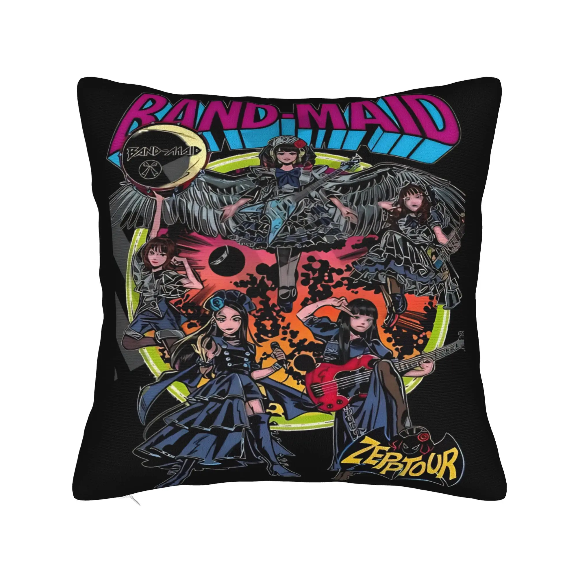 Band Maid Tokyo Metal Queens Square Pillowcases Polyester Room  Cushion Case Creative Decor Throw Pillow Case 45*45