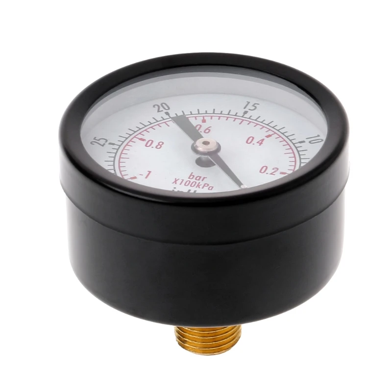 Compact Vacuum Manometer 1/4 inch BSPT Thread 0~-30inHg 0~-1bar Water  Gas Pressure Monitor Measurment High Accuracy