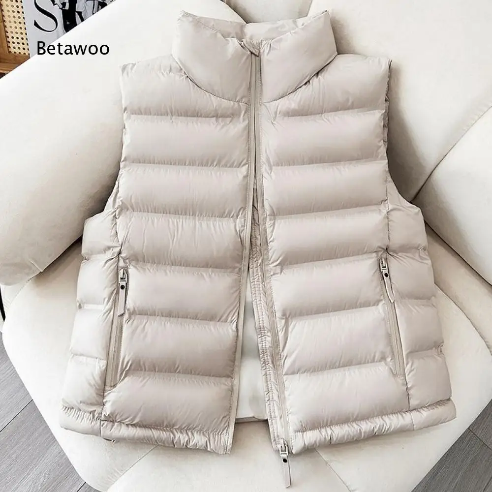 Lightweight Sleeveless Padded Gilet For Women Stand Collar Zip Front Vest With Side Zipper Pockets For Cool Weather Outfits