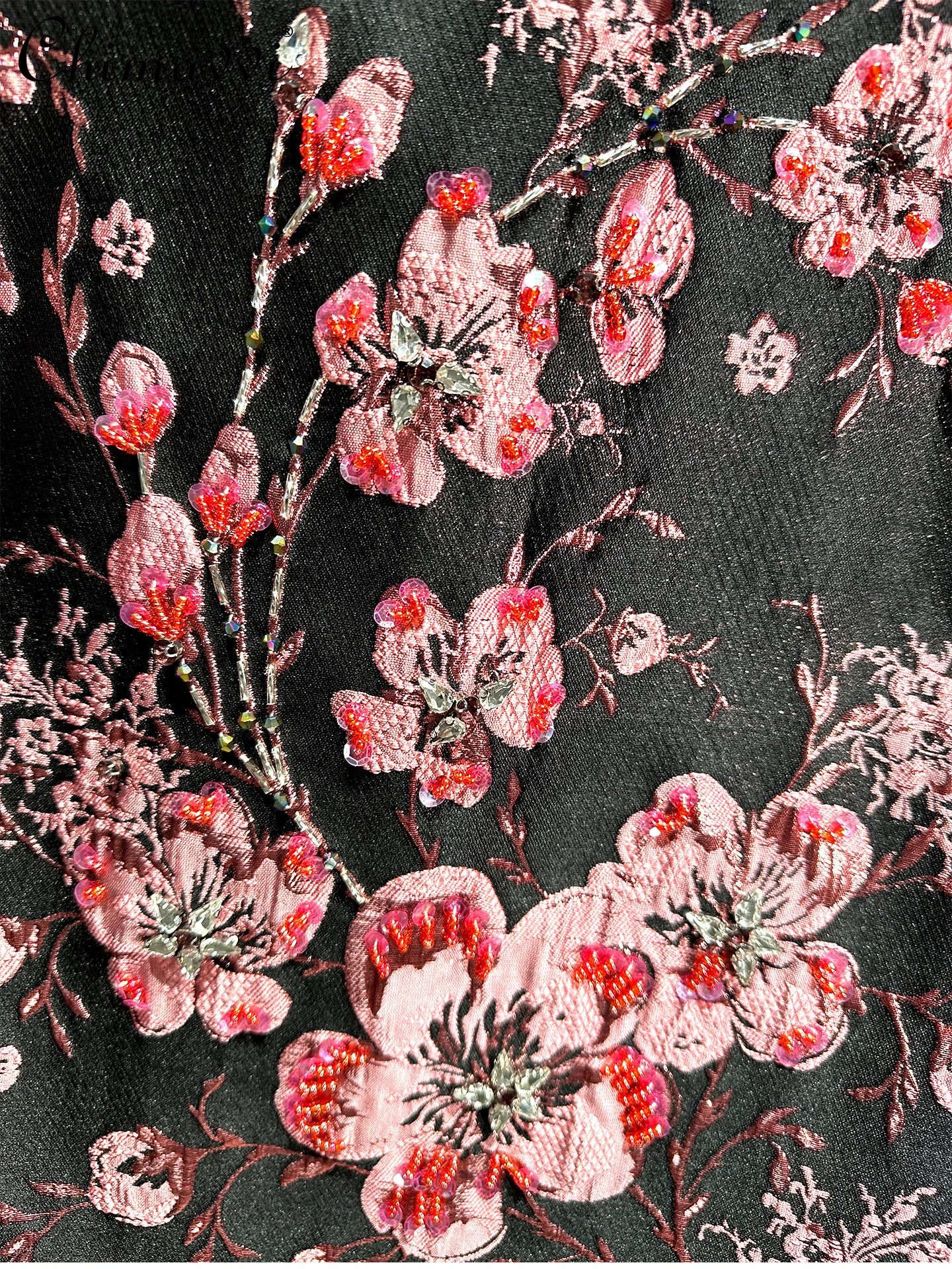 Exquisito Jacquard pesado rebordear cintura suelta A-Line vestido de gama alta sin mangas ajustado Vintage vestidos mujeres 2026 primavera nuevo