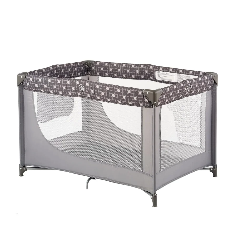 Portable Crib Baby Playpen with Mattress and Carry Bag (Grey)