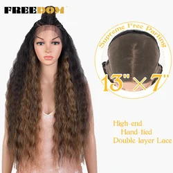 FREEDOM 13x7 Synthetic Lace Front Wig 30 Inch Long Curly Wavy Lace Front Wig Ombre Wigs For Black Women Heat Resistant Wigs