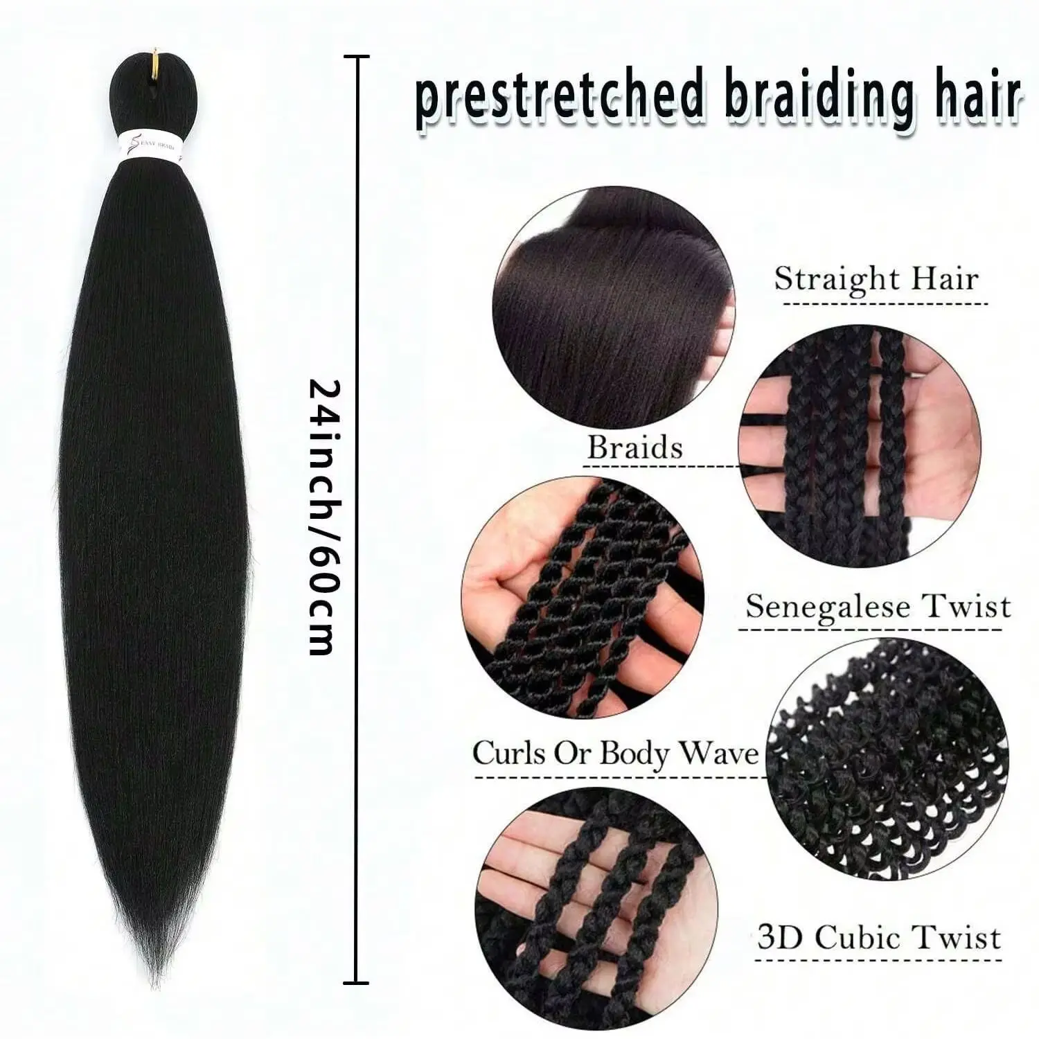 6 عبوات من وصلات الشعر ذات الضفائر الكبيرة مقاس 24 بوصة، صندوق كروشيه صناعي ملفوف مسبقًا للفتيات والنساء، كوسبلاي يومي