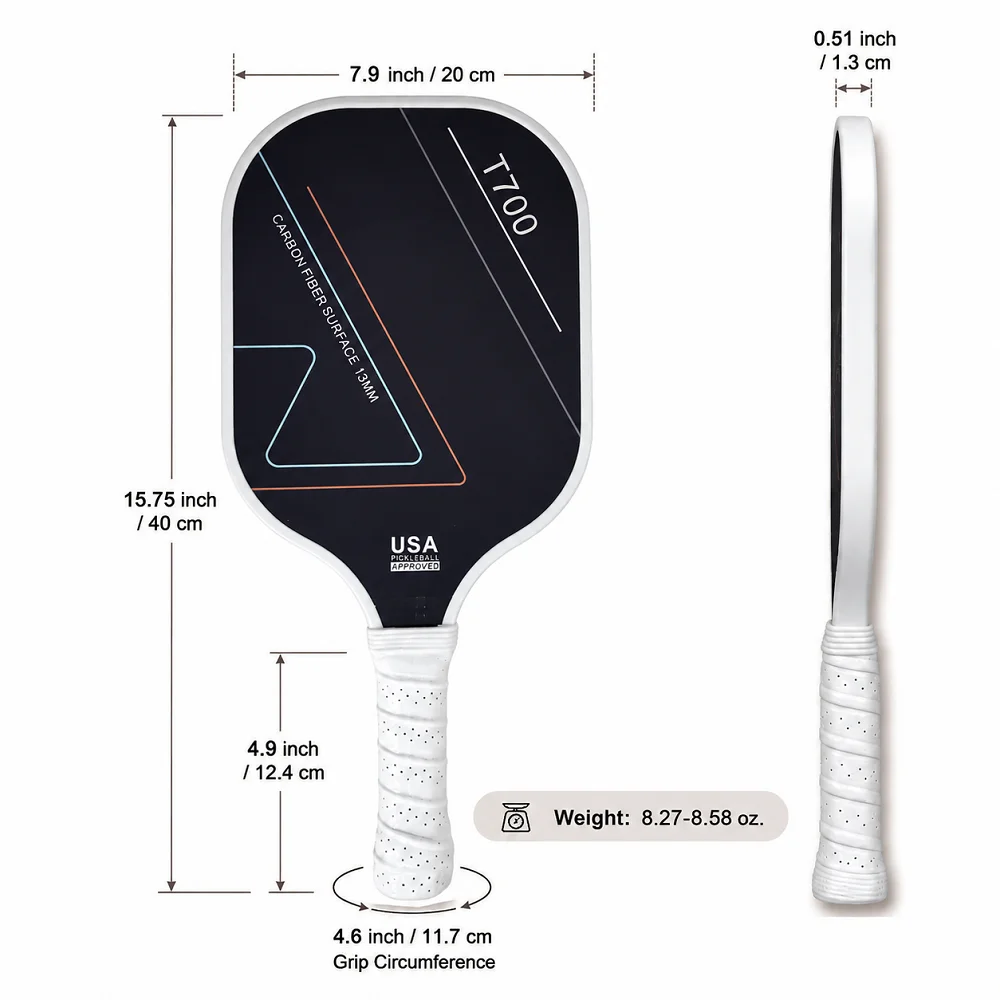 New 5th-Generation Carbon Fiber Pickleball Paddle, Enhanced Spin and Power. Thermoformed High-Toughness Foam Core with T700 Carb