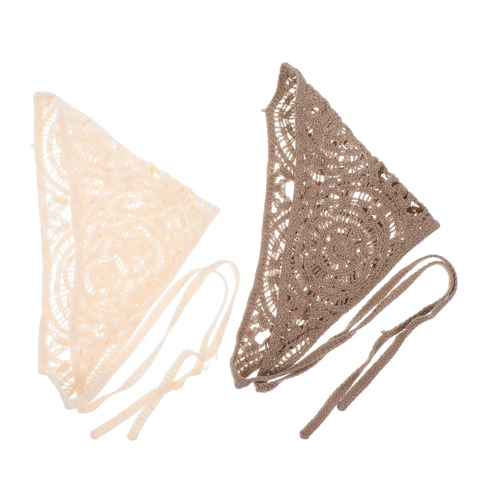 

2Pcs Crochet Bandana Headbands Triangle Hair Scarves Decorative Accessories for Women Casual Daily Wear Fashion Hair Bandanas