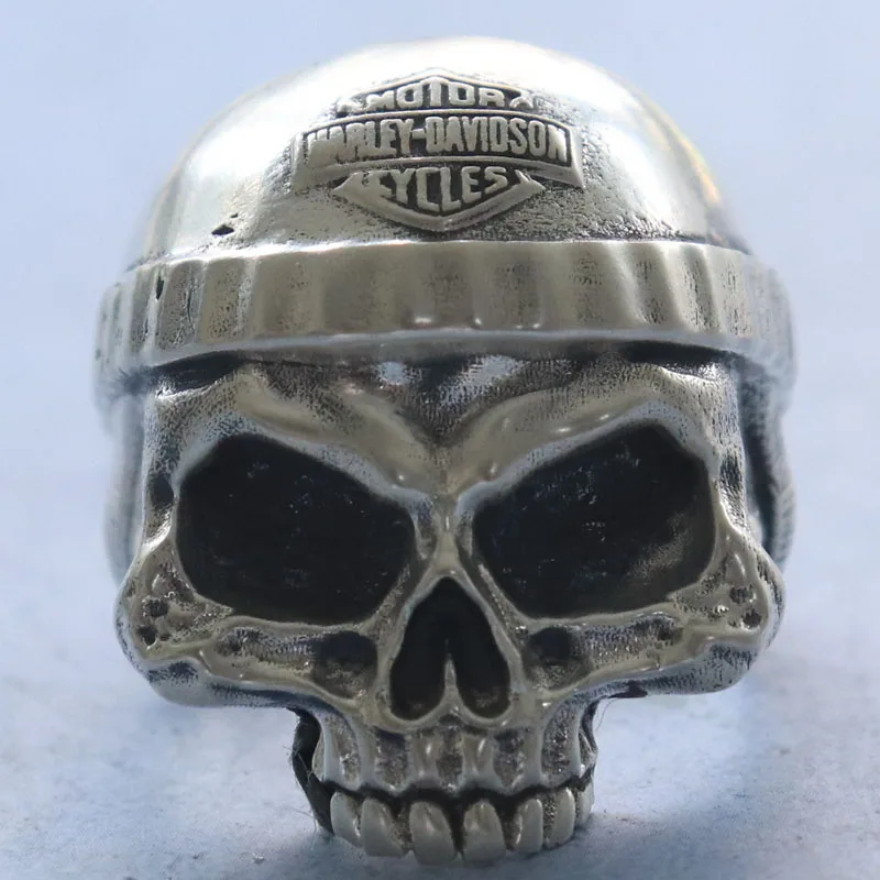 18-29g 3D Skull Harley For Biker Ring Customized 925 Solid Sterling Silver Ring Many Sizes sz 6-13