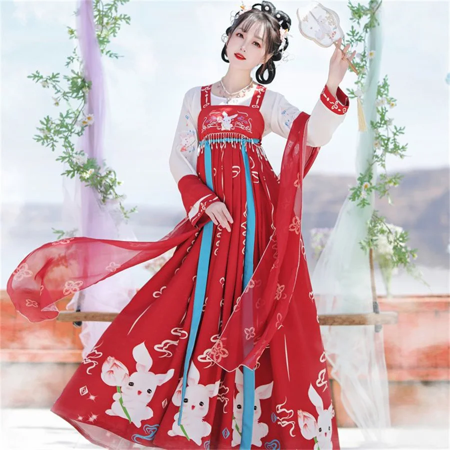 Chinese Folk Dance Costume Traditional Kimono Clothing Fairy Big Wing Skirt Female Women Patchwork Embroidery Hanfu Dress Set