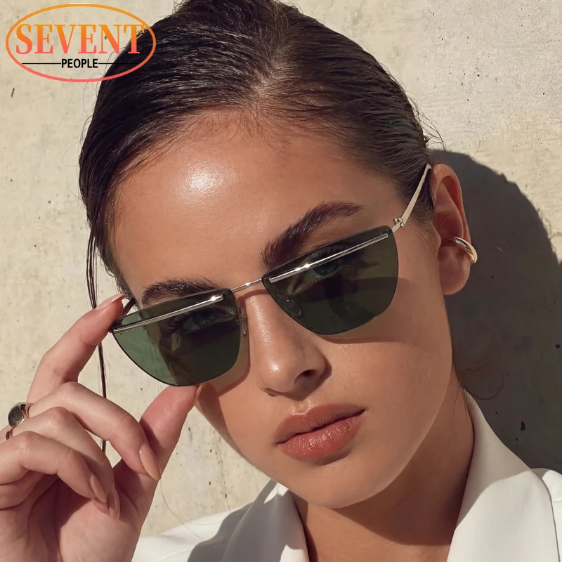 

Steampunk Rimless Square Sunglasses Women 2026 Luxury Trendy Metal Outdoor Punk Sun Glasses For Lady Vintage Frameless Shades