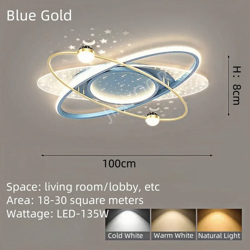 Eenvoudige ruimte Sterrenplafondlamp led Ronde lamp met afstandsbediening Woonkamer Slaapkamer Nordic Moon Kinderkamerlamp