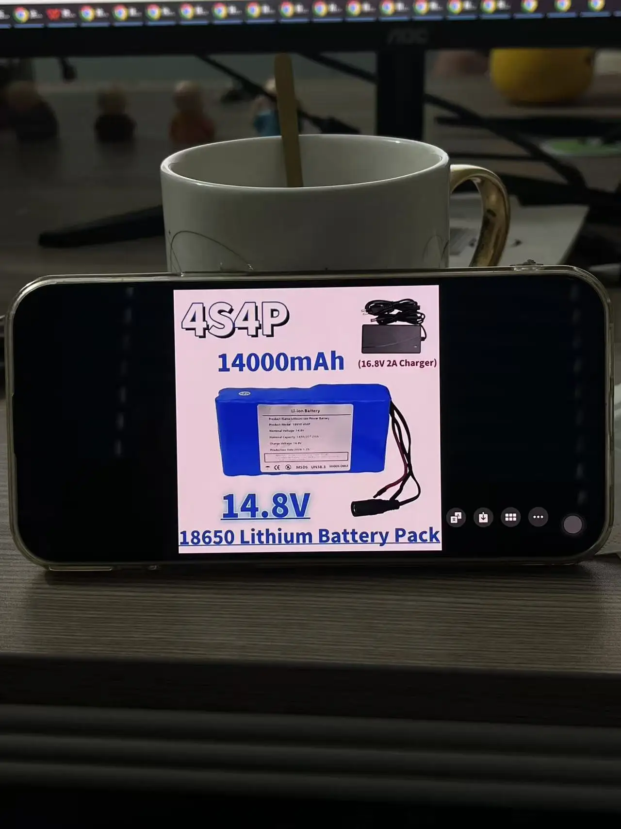 

Original 4S4P 14.8V 14Ah 18650 lithium battery pack 16.8V LED night fishing light heater miner's light amplifier battery