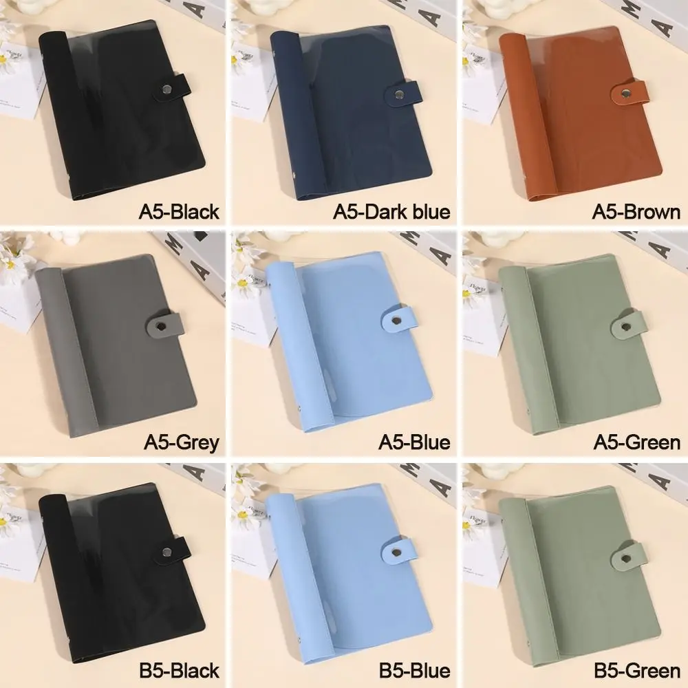 A5/B5 Notebook Cover Splicing Leather Loose-leaf Binder Binder Cover Large Capacity Semi Transparent Diary Notepad Shell
