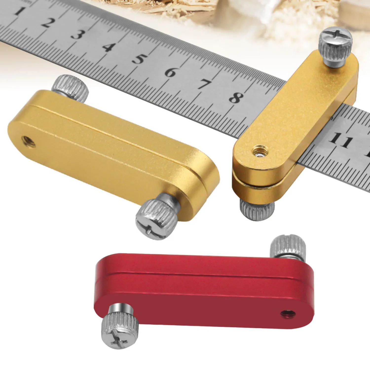 1/2PCS Aluminum Alloy Ruler Limit Block Accurate Adjustable Thickness Ruler Stop Fence for Woodworking Ruler Positioning Tool