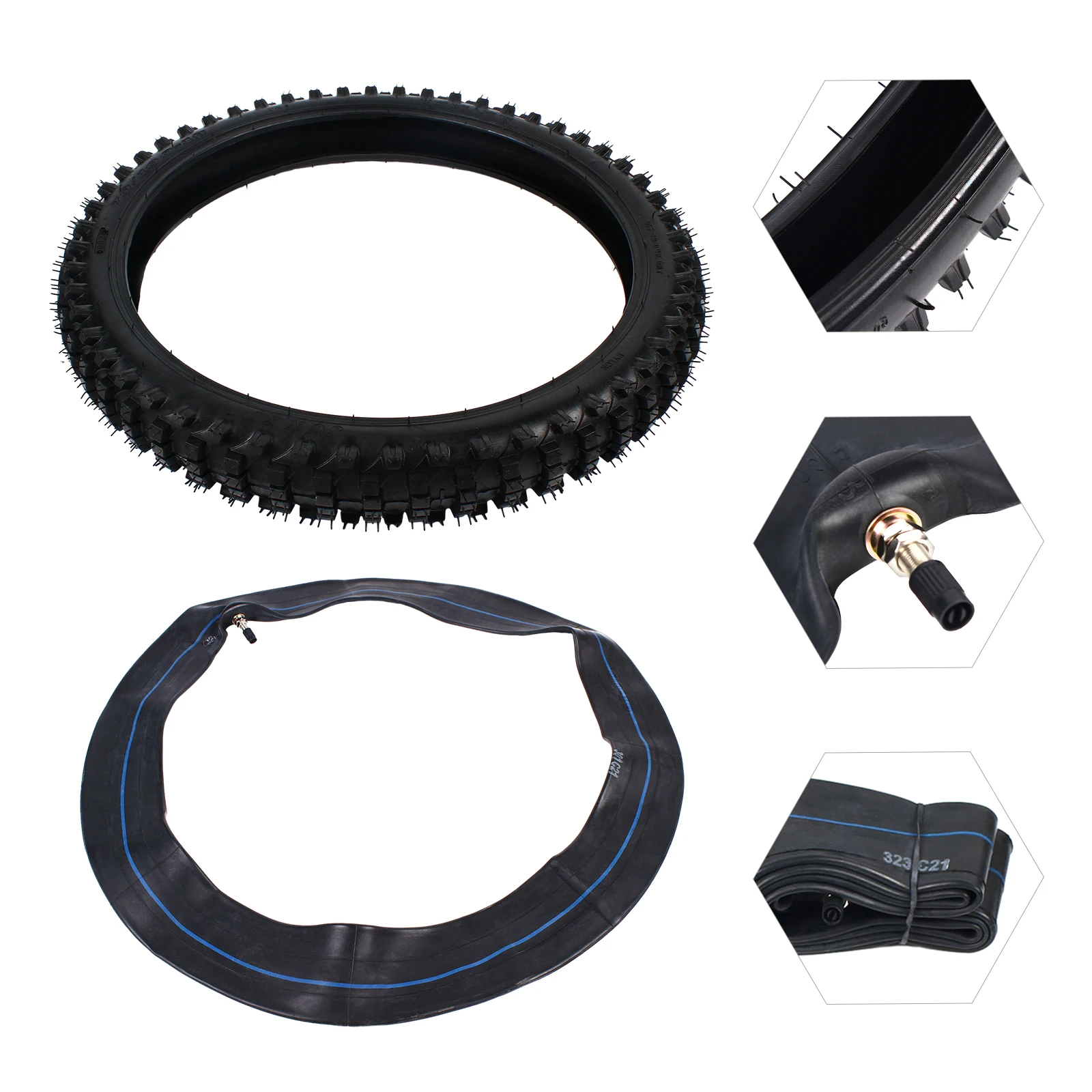 70/100-19 الإطار الأمامي مع الأنبوب الداخلي لـ 50CC - 150CC الدراجات الترابية الجديدة عالية الجودة المطاط الأسود استبدال مباشر