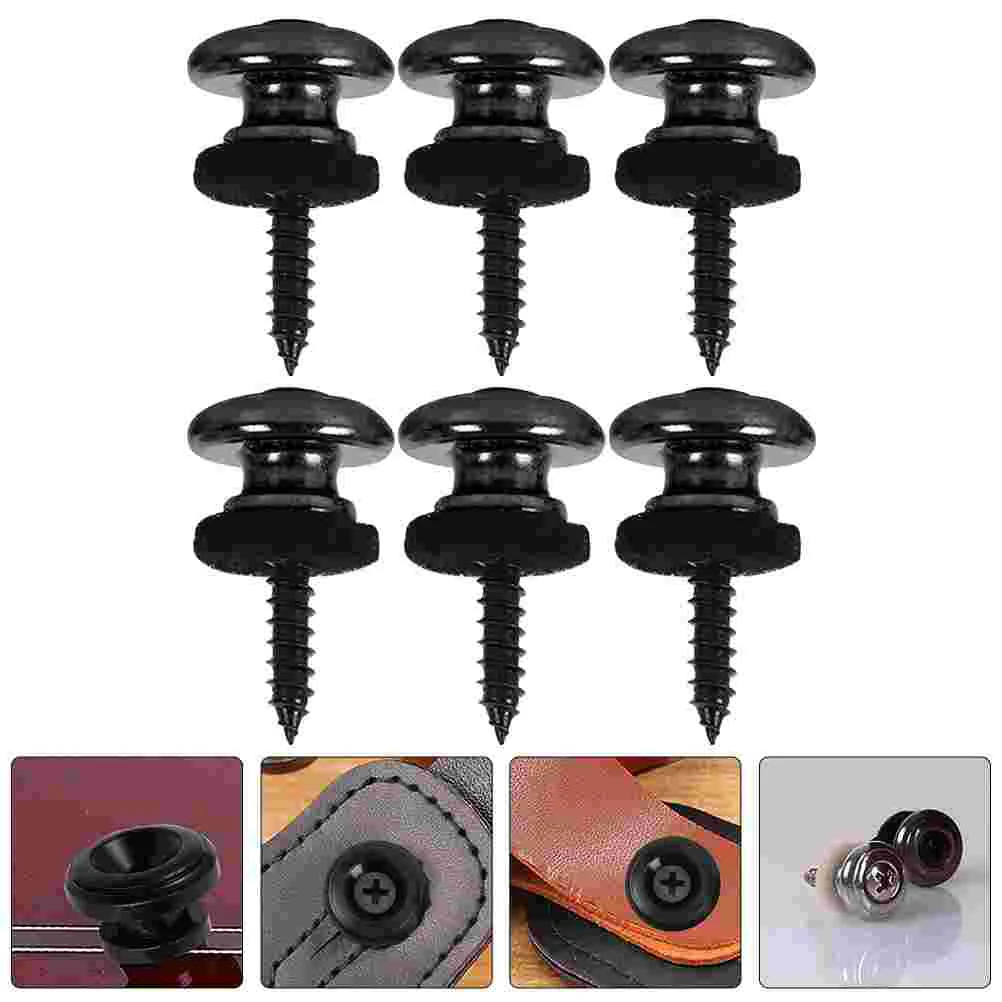 

6 Pcs Guitar Strap Lock Installation Nails Bass Straps Pegs Acoustic Ukulele Anti Skid Metal Button Security Easy