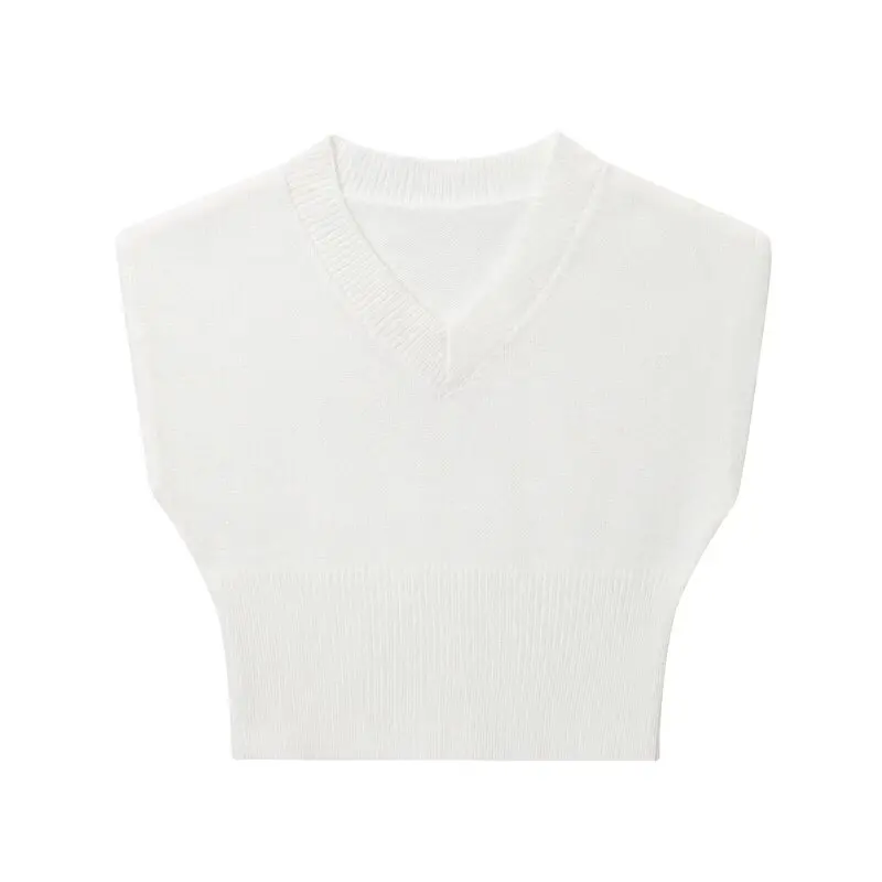 

ort Svel V-Ne Vest 2025 Autumn New Arrival Women's Faion Flat Needle Design Sensation Wear European Sle Knitted...