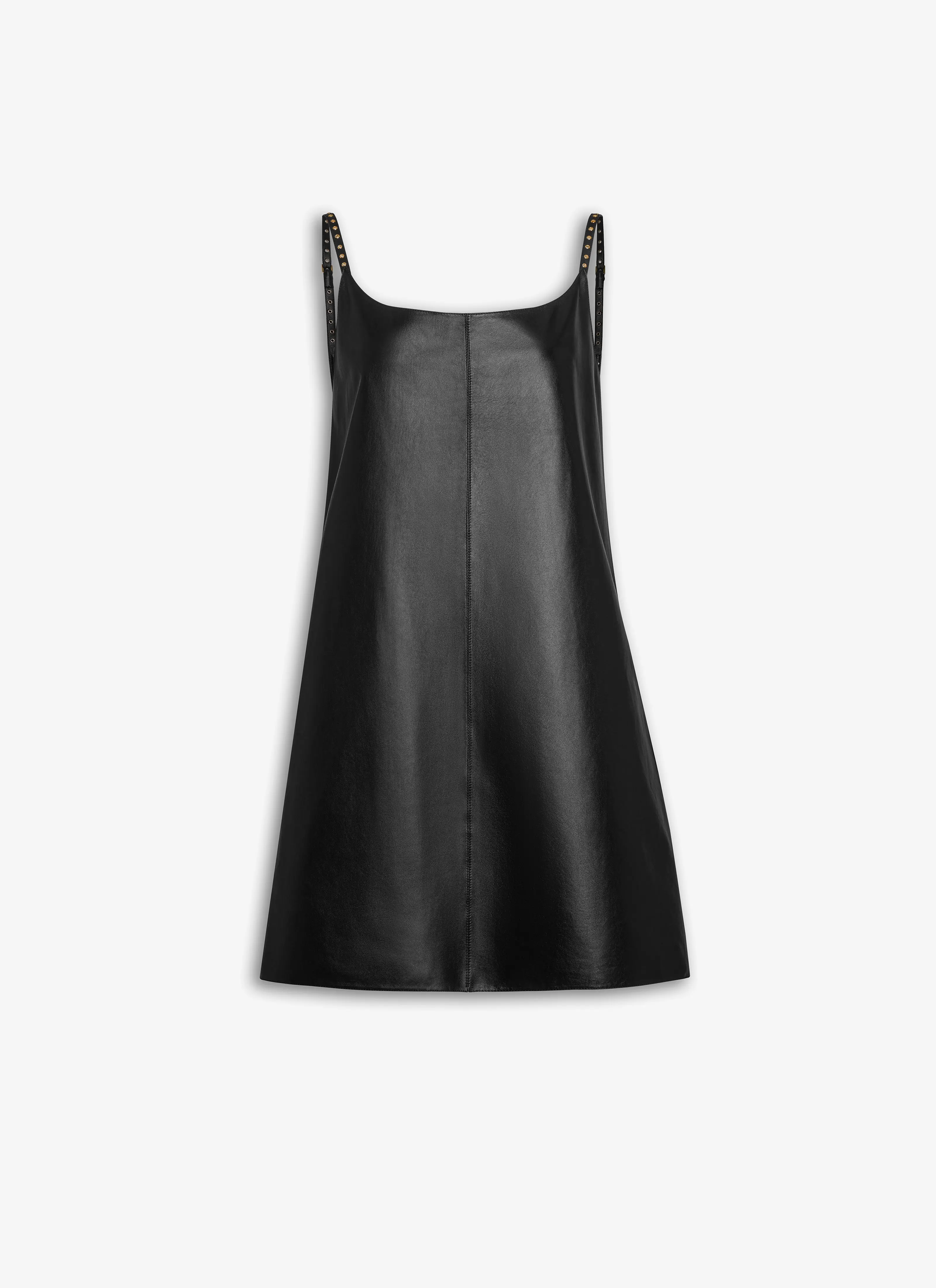 New Fashion ALAIA Dress Black Leather High end Designer Handmade Mini ALAIA Leather Dresses Top Edition