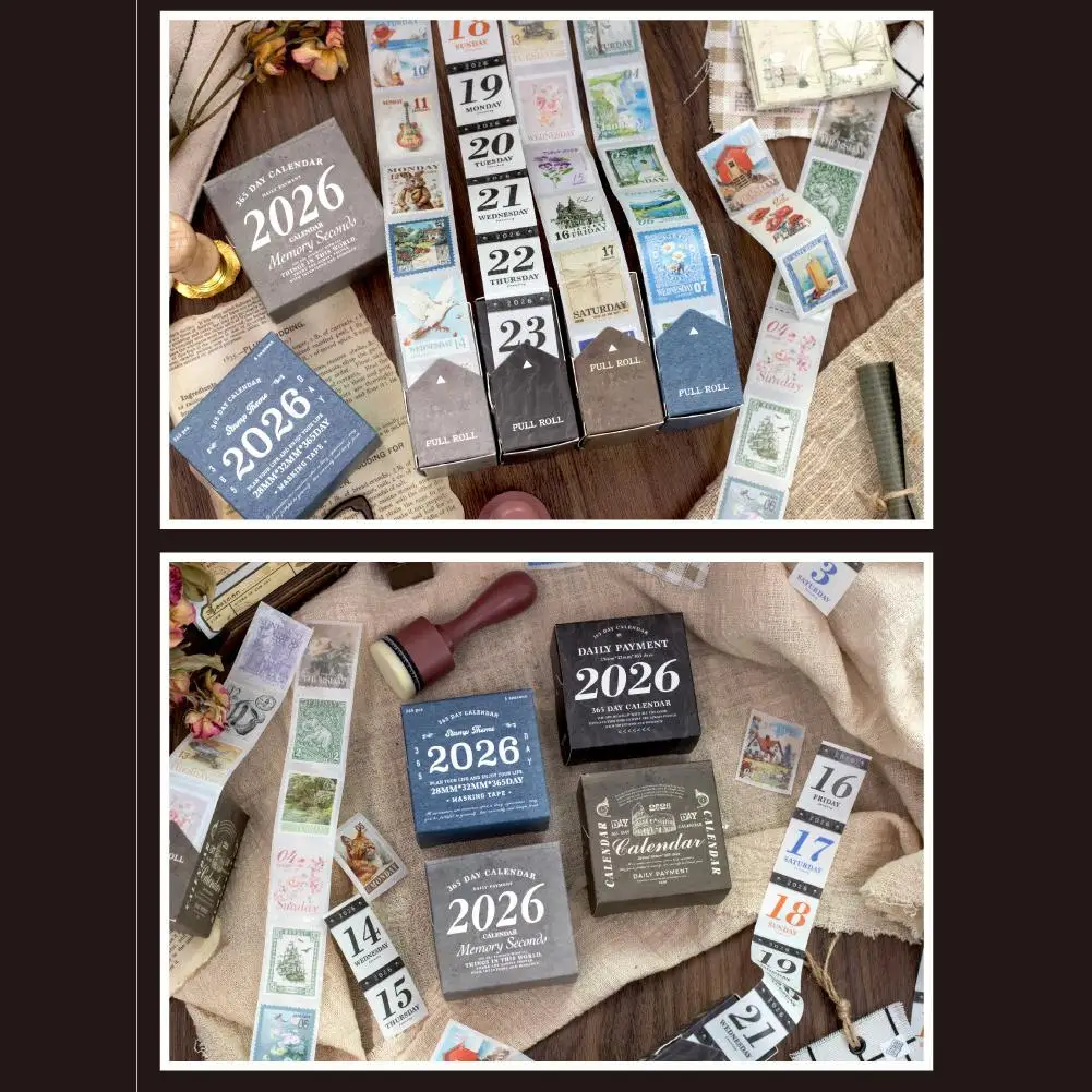 365 قطعة شريط ورقي فني عتيق ختم رقمي شريط تزيين كتاب اليد للمجلات وسجلات القصاصات والملاحظات اليومية شريط قرطاسية #5