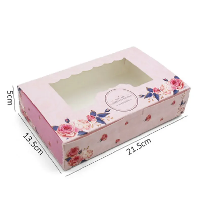 Pink Thank flower cluster Everyday Spot Macarons Box Cake Boxs Chocolate Muffin Biscuits Box for Cookie Package Cupcake Boxs