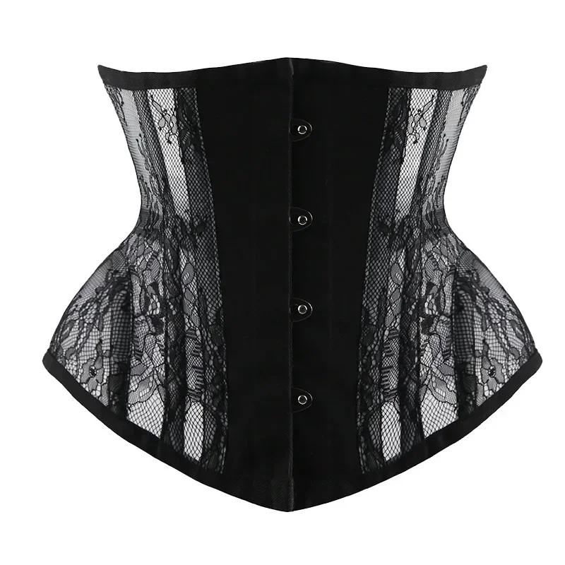 

Женский корсет-бюстье Hourglass Longline с металлическими косточками, утягивающий талию, винтажный, с цветочным кружевом и сеткой, в готическом стиле