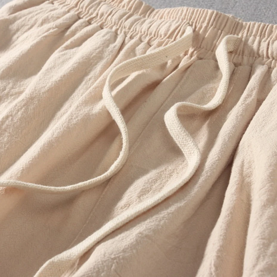 Solid Color Linen Pants Men 9XL Plus Size Pants Fashion Casual Straight Pants Male Linen Trousers Big Size 9XL