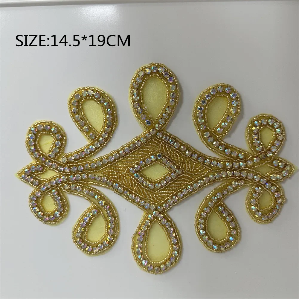 2PCS Rhinestone crystal applique glass patch decoration DIY Iron on bridal headwear wedding shoe clothes accessories