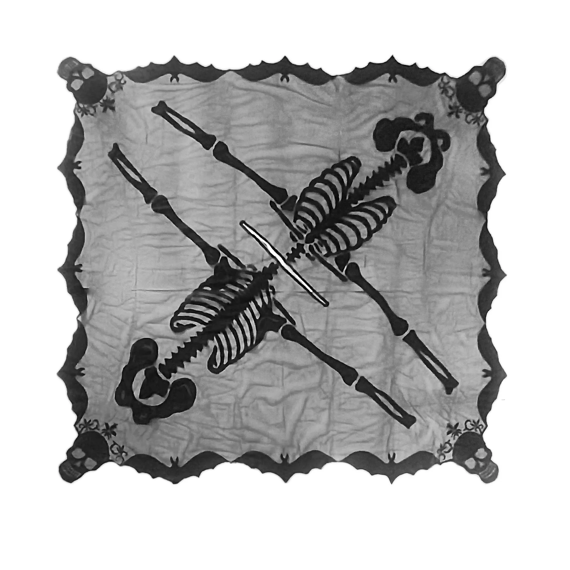 New Shawl Halloween Decoration Shawl, Black Skull Decoration Polyester Material Shawl, Black For Any Holiday Use,