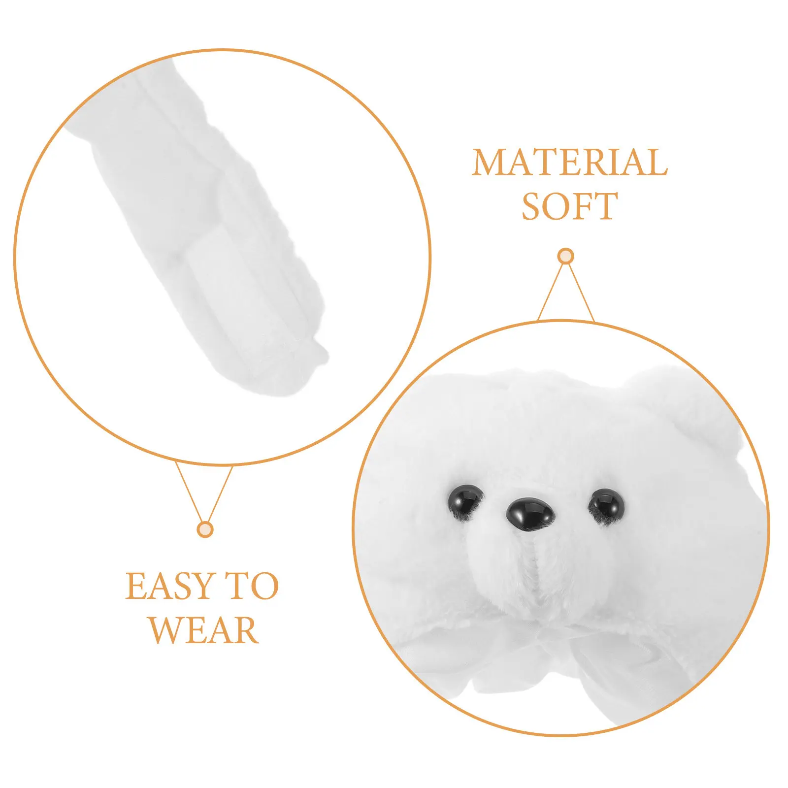 Polar Bear Hat Soft Animal Headgear Cosplay Party Hat Fun Dress Up Mask Photo Prop Halloween Christmas Easter Headwear